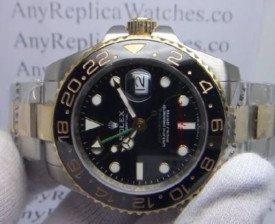 Replica Rolex GMT Master II Watch 2-Tone Black Ceramic - Fast Shipping